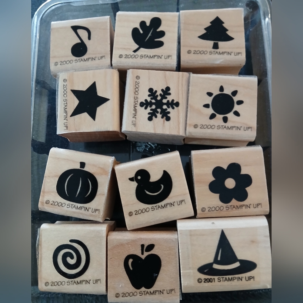 Stampin Up! MINI MEDLEYS Stamp Set 12 Rubber Images Duck Apple Tree Star Heart